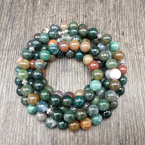 Self-Discovery 108 Natural Indian Agate Mala Beads Bracelet For Yoga Meditation (Om) #TOP4