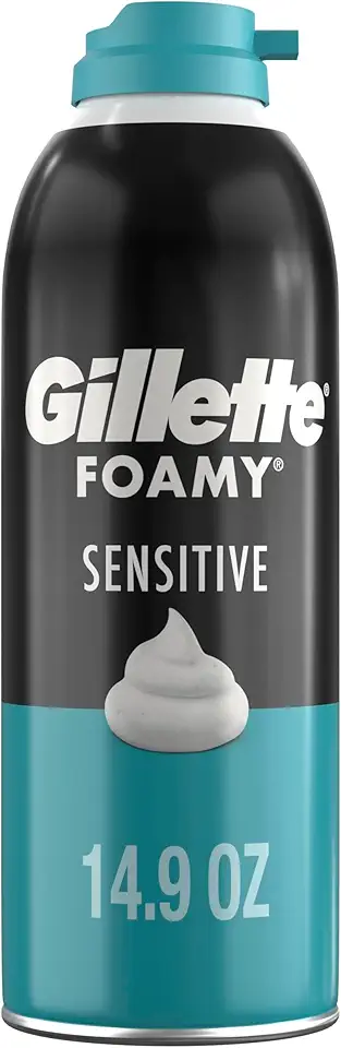 Gillette Foamy Sensitive Shave Foam for Men, Protection Against Shaving Irritation, Quick and Smooth Shave, sensitive skin, shaving cream, 14.9oz
