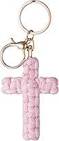 Handmade Macrame Cross Keychain - Christian Jesus Keychain Boho Car Accessory Faith Gift for Women Men