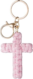 Handmade Macrame Cross Keychain - Christian Jesus Keychain Boho Car Accessory Faith Gift for Women Men