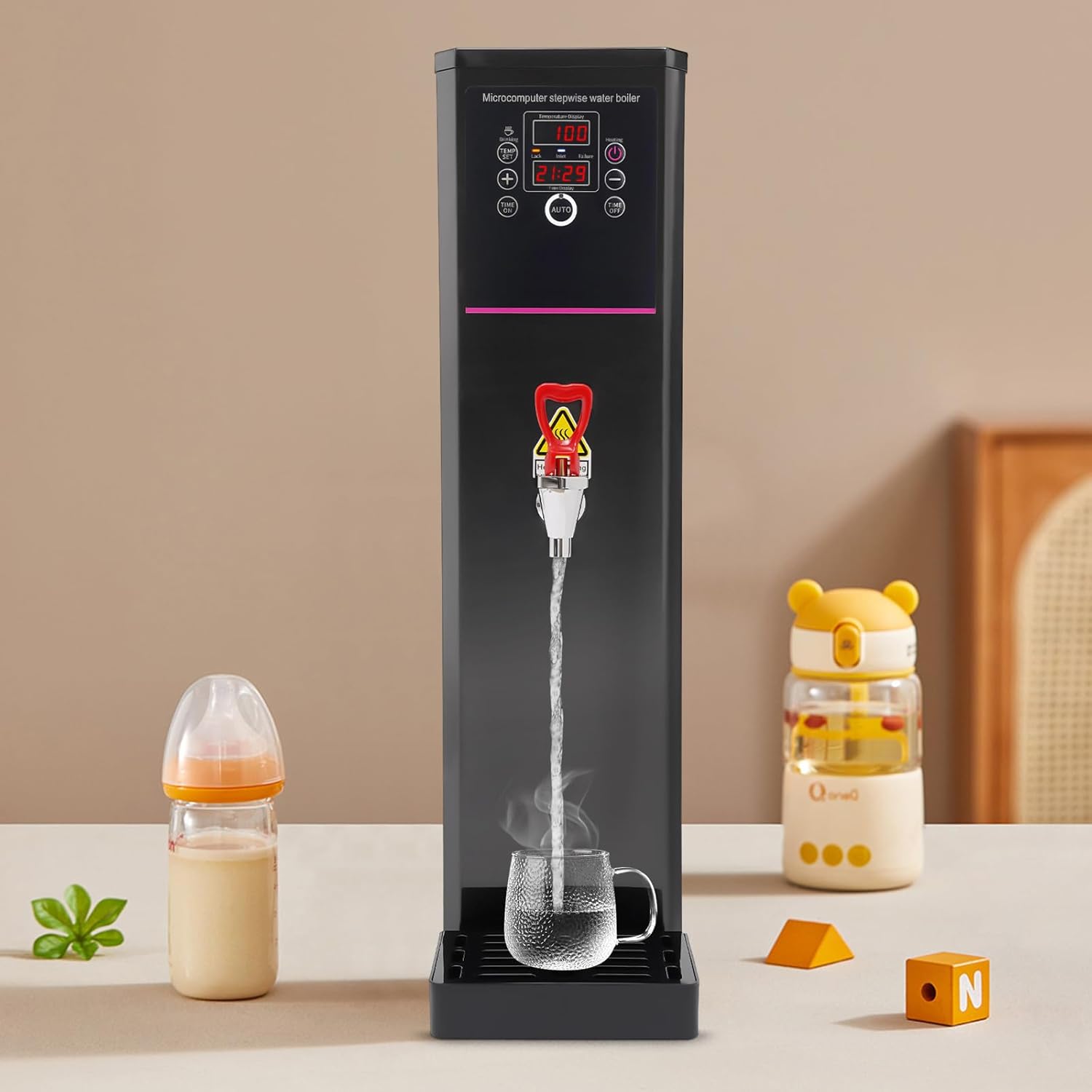 Hot Water Dispenser, 1500W 20L/5.28 Gal Eletric Commercial Water Boiler Countertop Automatic Rapid Heating for Restaurant Home Office