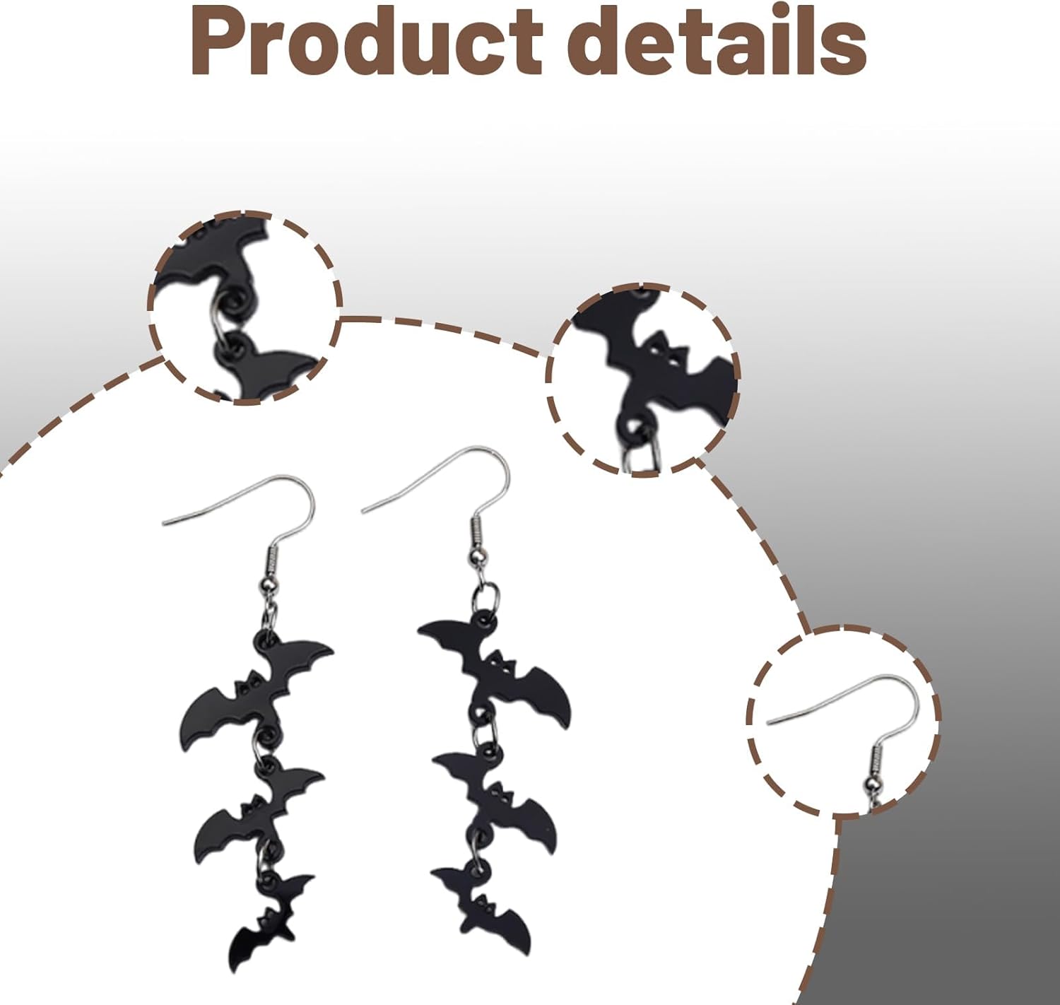 1 Pair Halloween Earrings, Bat Dangle Earrings for Women, Spooky Halloween Party Jewelry, Gothic Fashion Accessories, Halloween Decor,Earrings - Image 3