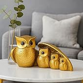 AABCO Beautiful Owl Showpiece for Home & Office Decor | Owl Statue, Decorative Showpiece for Home & Office | Gift Item for Housewarming (Owl Golden)