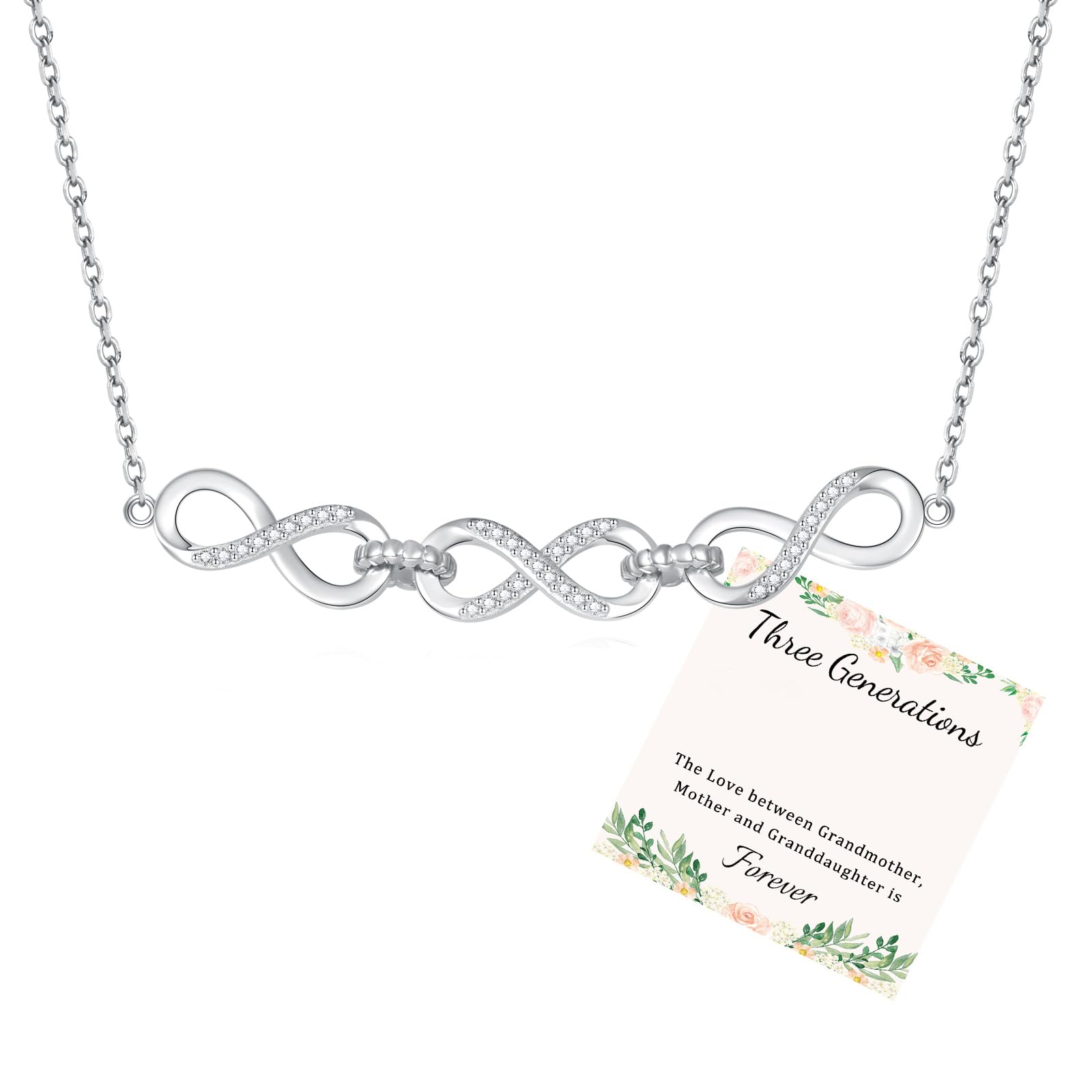Infinity Grandma Mother Daughter Necklace 925 Sterling Silver three Generations Jewelry Birthday Christmas Mothers Day Gifts