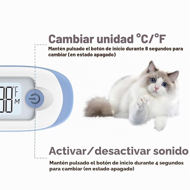 Foto 2 de 7 de Termómetro para mascotas, sonda corta amigable, cómodo, flexible, medición de 10 segundos