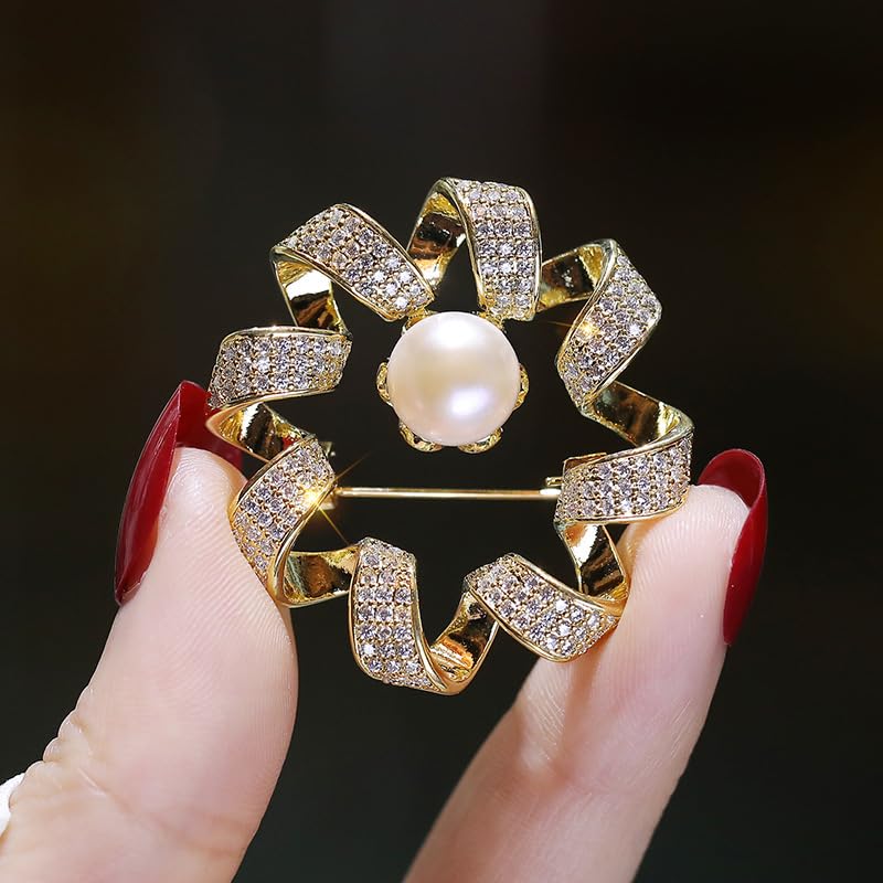 Spilla con perle, gioielli per donne, regali di Natale, moglie, mamma, fidanzata, anniversario, compleanno, gioielli raffinati, regalo per lei, metallo, perla