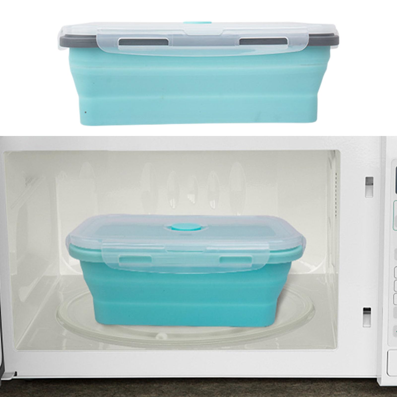 Set contenitori per pranzo pieghevoli con corpo in silicone, contenitori annidati e chiusura del coperchio per pasti giornalieri, preparazione, picnic Contenitori per alimenti pieghevoli per