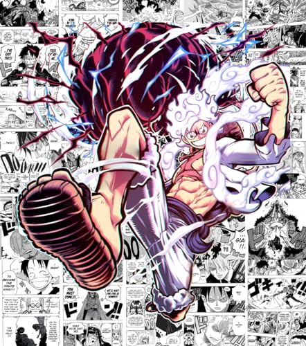 Image of Moment Prints Luffy Manga Collage Poster Set 2 - Set of 20, 210 mm x 297 mm, 300 GSM Paper, Luffy Posters, Monkey D. Luffy Poster (Luffy Manga 2) - Glue Dots Included, Cardstock