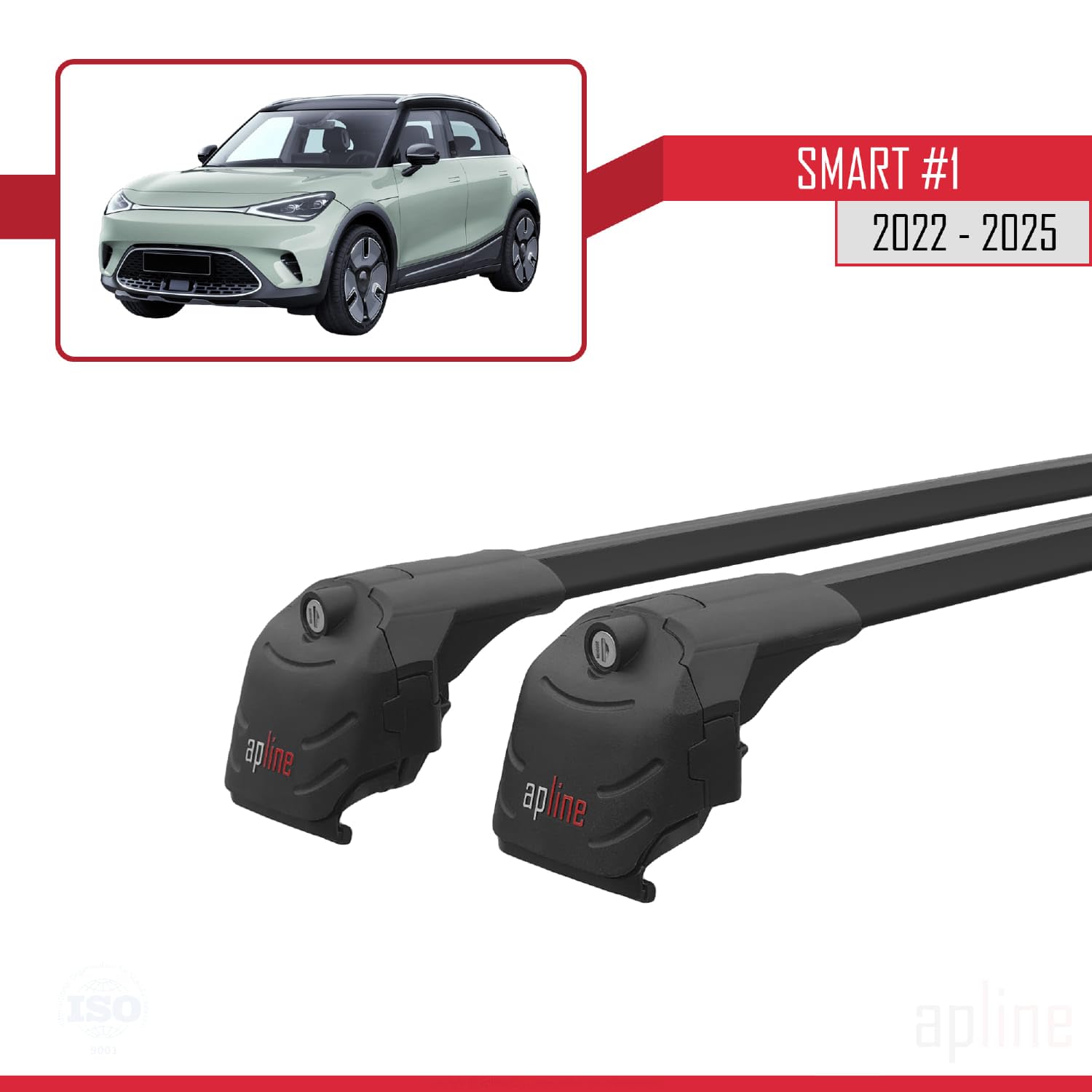 Compatibile con Smart #1 2022-2026 Modello ACE-2 Barre Tetto Portapacchi Auto Barre Portatutto Nero Alluminio 2 Barre