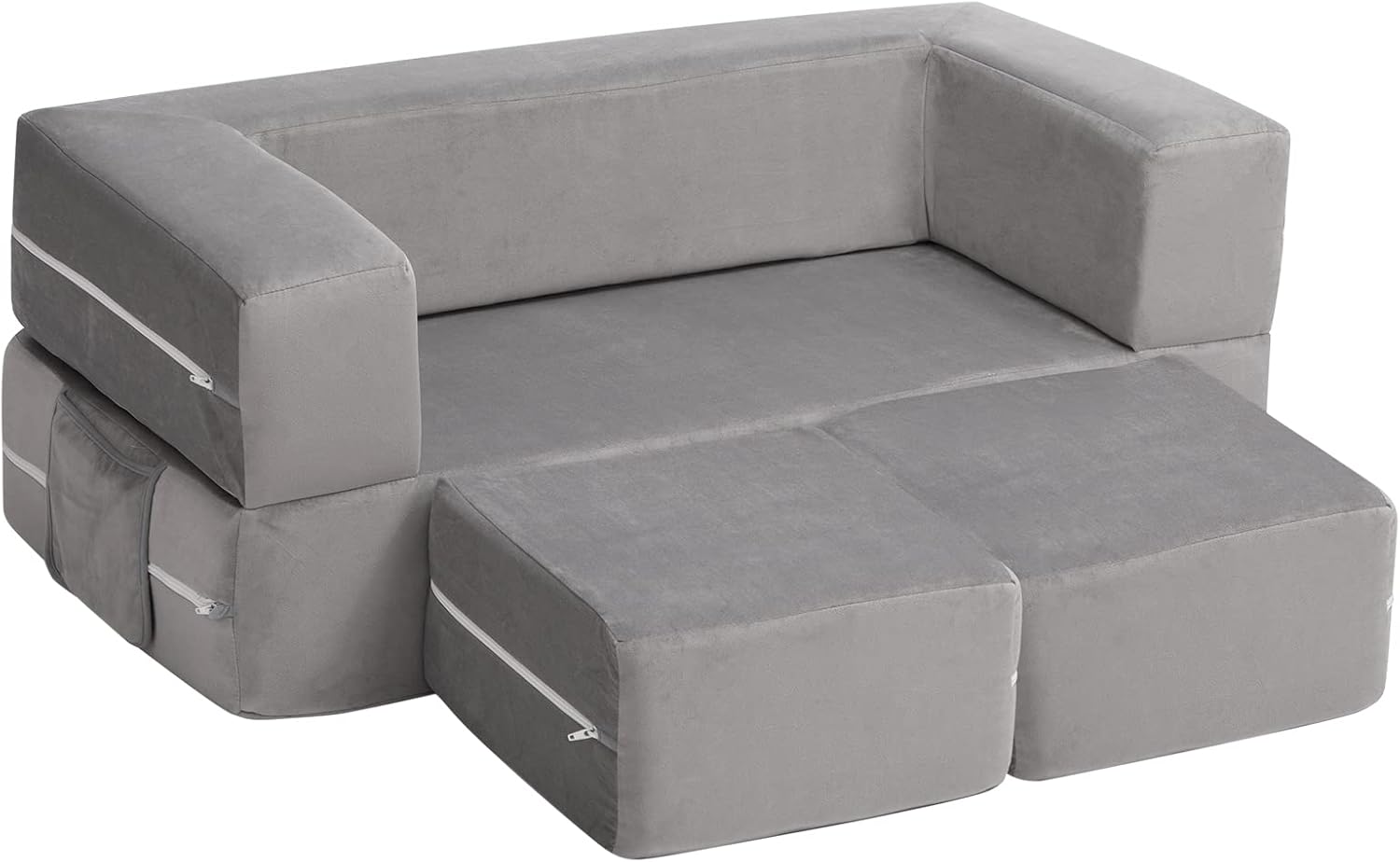 Amazon.co.jp ALIMORDEN 3イン1 フリップアウト キッズカウチ モジュラー 幼児用カウチ プレイルーム用 ナゲットカウチ 2オットマン付き 男の子 女の子 グレー