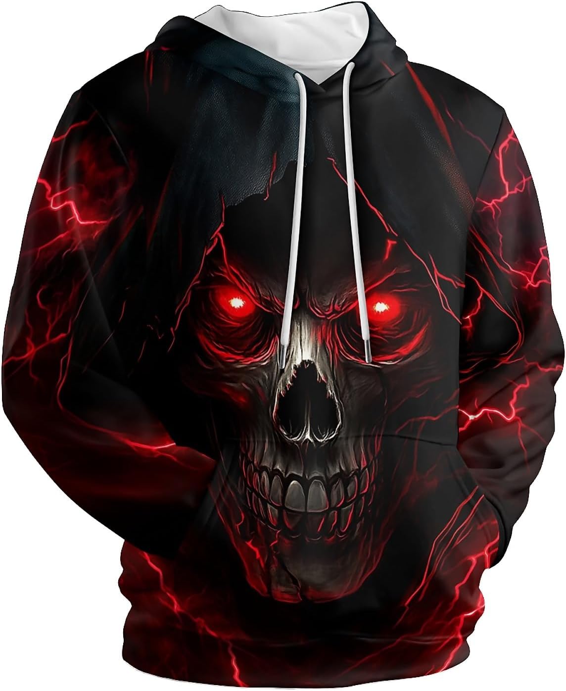 Amasnay Blue Flame Wolf Hoodies 3D Print Graphic Pullover Hooded Sweatshirt Hoodies with Big Pockets for Men, Teen Boy, Women