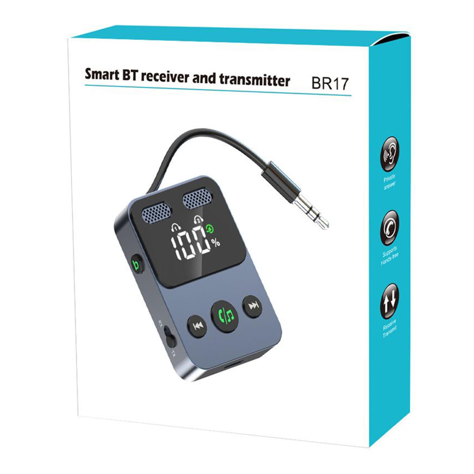 Trasmettitore ricevitore audio senza fili – Adattatore jack aux 3,5 mm Portata estesa, trasmettitore wireless 2 in 1 per proiettore, per aereo da viaggio, televisione, radio, palestra, caschi e radio