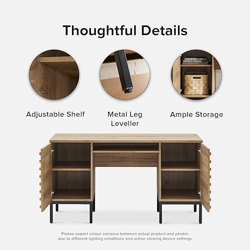 Miniatura 5 de mopio Norwin - Escritorio ejecutivo, modernos escritorios industriales de granja para oficina en casa, con patas de metal resistentes, panel