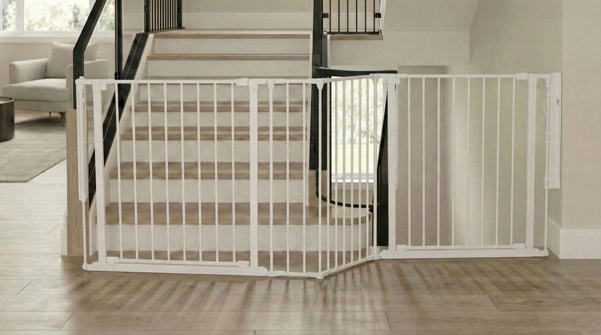 Safetots Two Door Multi Panel Stair Gate, White, Up to 207cm