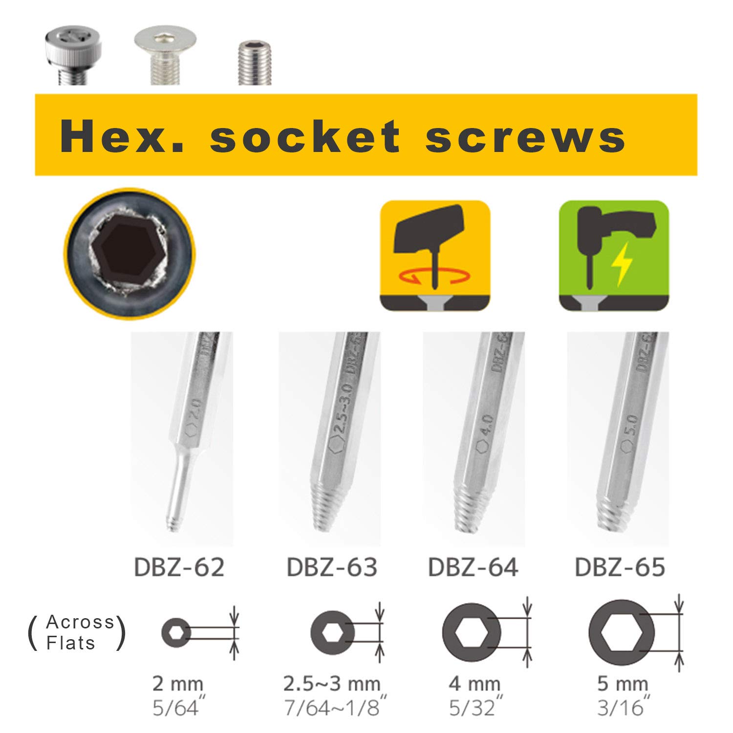 for Engineers Nejimogura DBZ-63 Opposite Sides 2.5-3mm, Hex