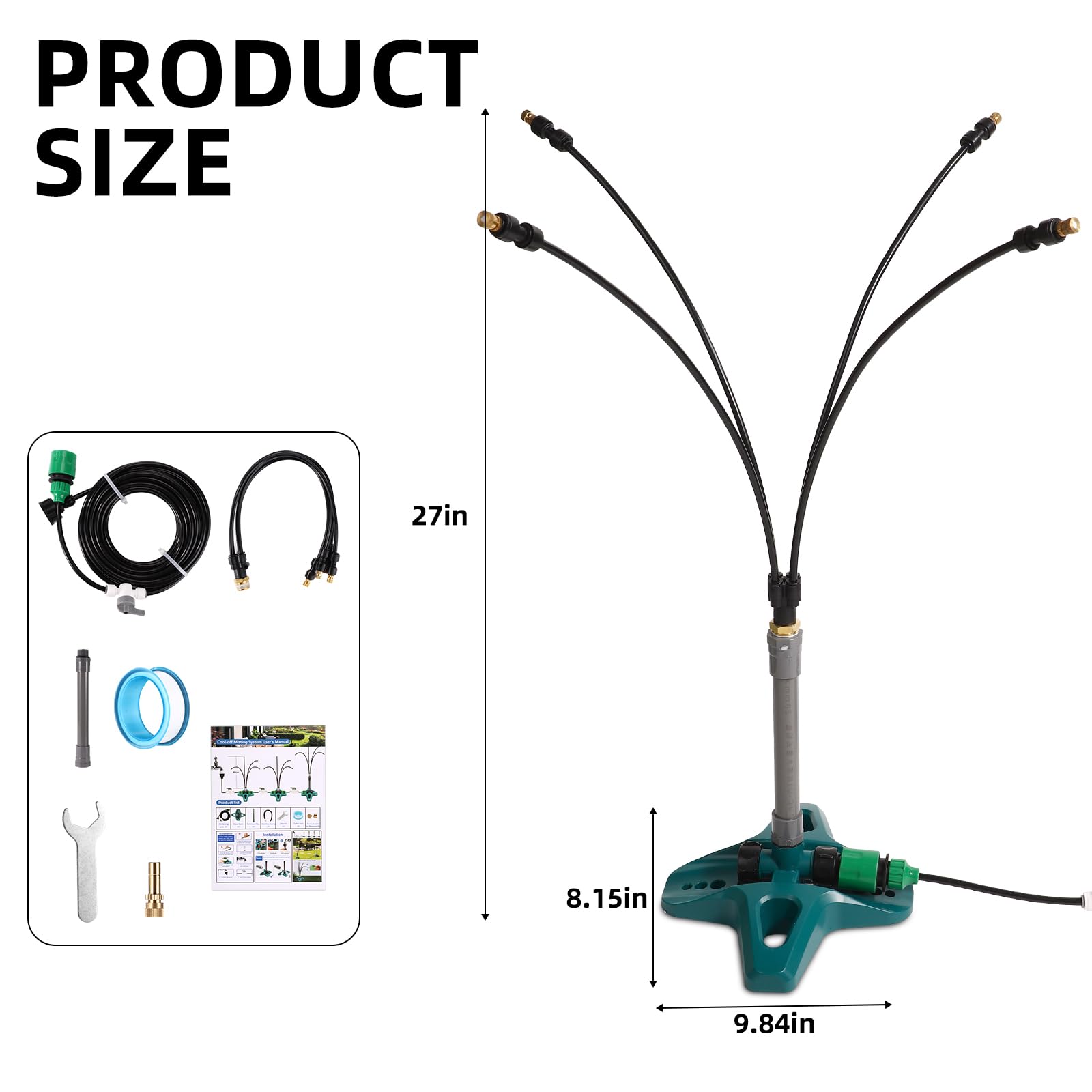 Lyreh Système de Brumisation sur Pied Vert 68,58x25x20,7cm Vaporisateur Portable pour Terrasse Extérieure Jardin