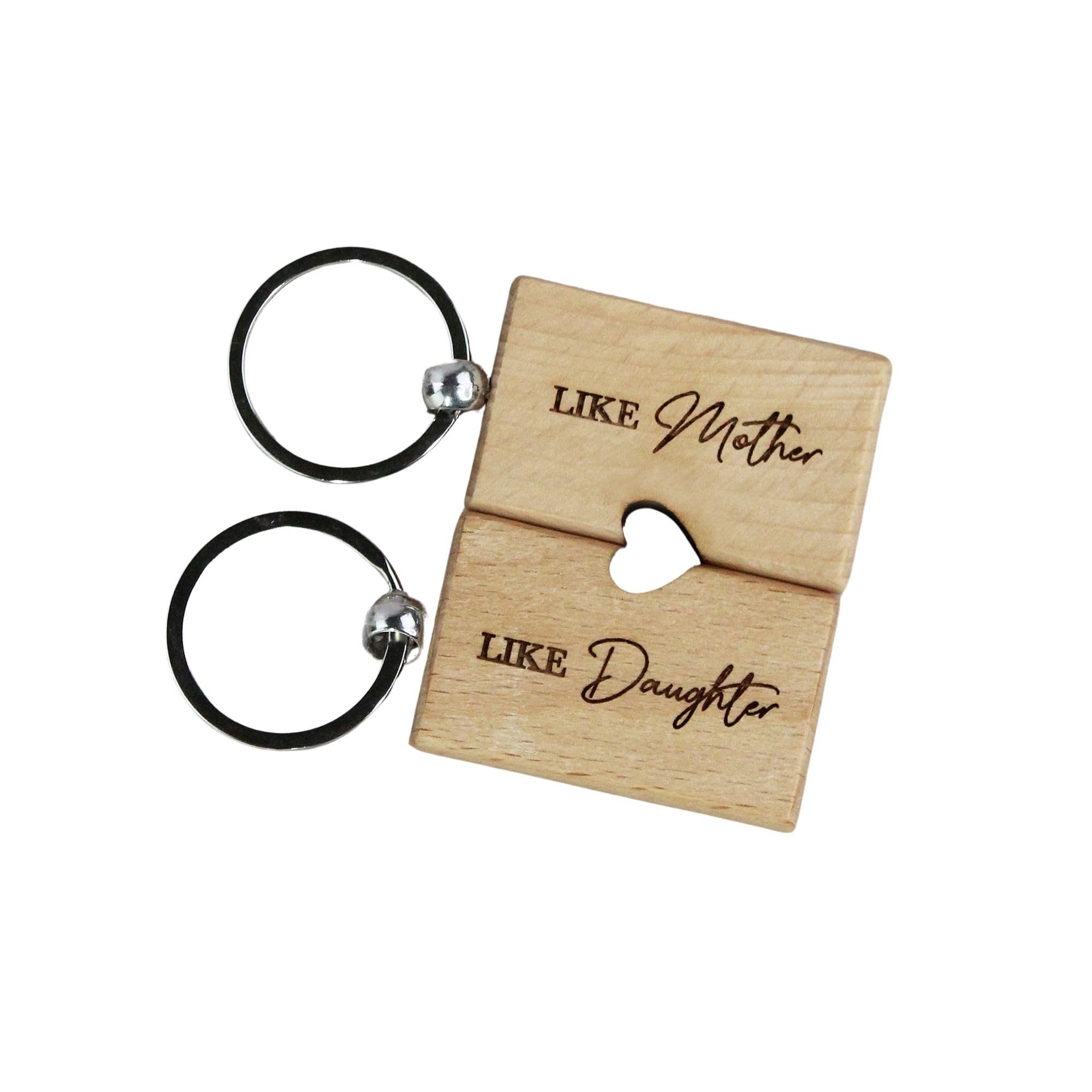 eBuyGB Like Mother Like Daughter Wooden Set of 2 Keyrings, Mum & Daughter Gift, Mummy Birthday Gift from Daughter
