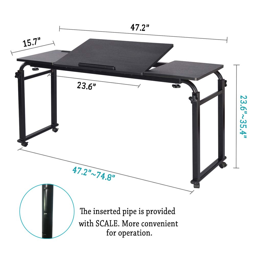 Buy Overbed Table with Wheels Mobile Laptop Desk Cart Computer Table
