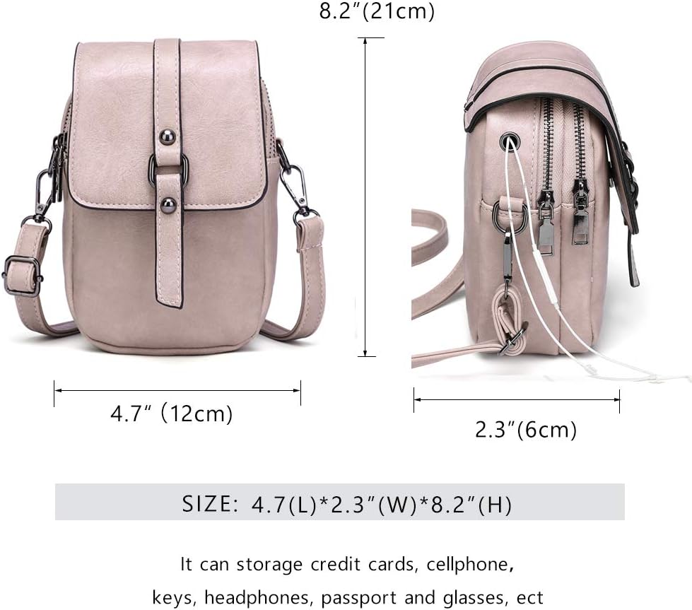 myfriday Vintage Crossbody Phone Bag for Women, Small PU Leather Shoulder Purse and Handbag