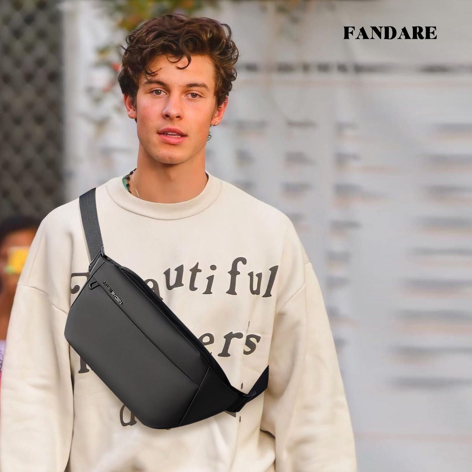 FANDARE Sac Banane Homme Femme étanche Cargo Multipoches Sac Ceinture Banane Polyester avec Poche Avant Sac à Dos Banane Imperméable Légère pour Voyage Randonnée Course Sport Moto Vélo