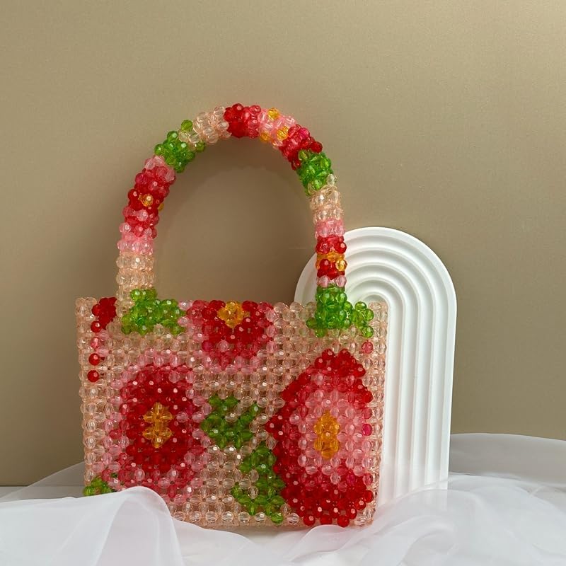 Womens Luxury Flower Beaded Handbag Handmade Acrylic Tote Bags for Wedding Party Fancy Purse with Top Handle - Image 9