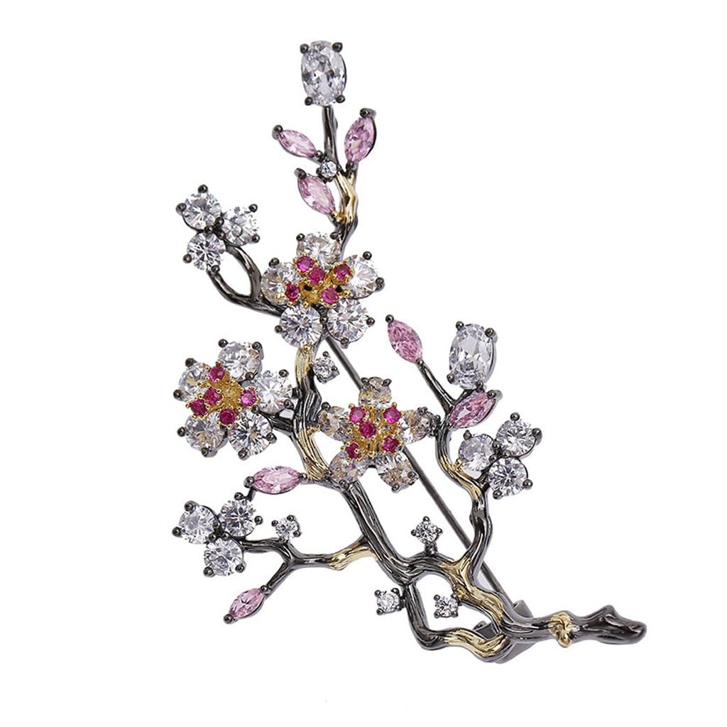 Brosche,Broschenpins, Brosche Ethno Vintage Brosche Intarsien Farbe Zirkonia Handbemalt Anzug Jacke Pin Blume Corsage
