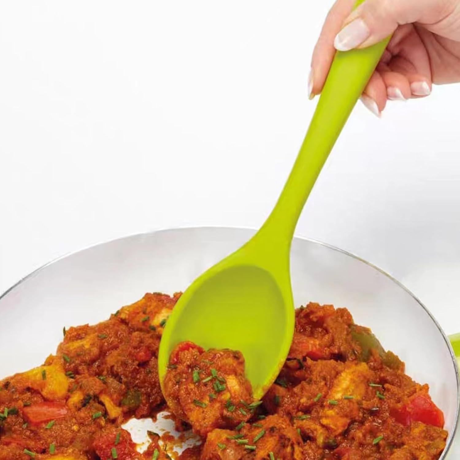 Lilaly 4 Pcs Silicone Spoon Cucharas De Silicona, Para Cocina Mixing Spoons, Cookware Silicone Cooking Spoons Suitable for Cooking Baking Stirring Mixing Tools, (Red,Yellow,Green,Blue) image 3