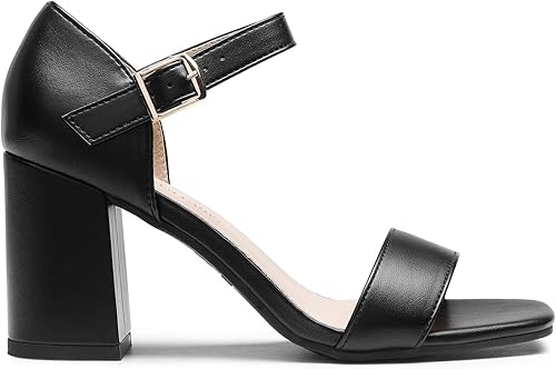 Miniatura 3 de DREAM PAIRS Sandalias de tacón alto y grueso para mujer, con correa de tobillo y puntera cuadrada, para vestir