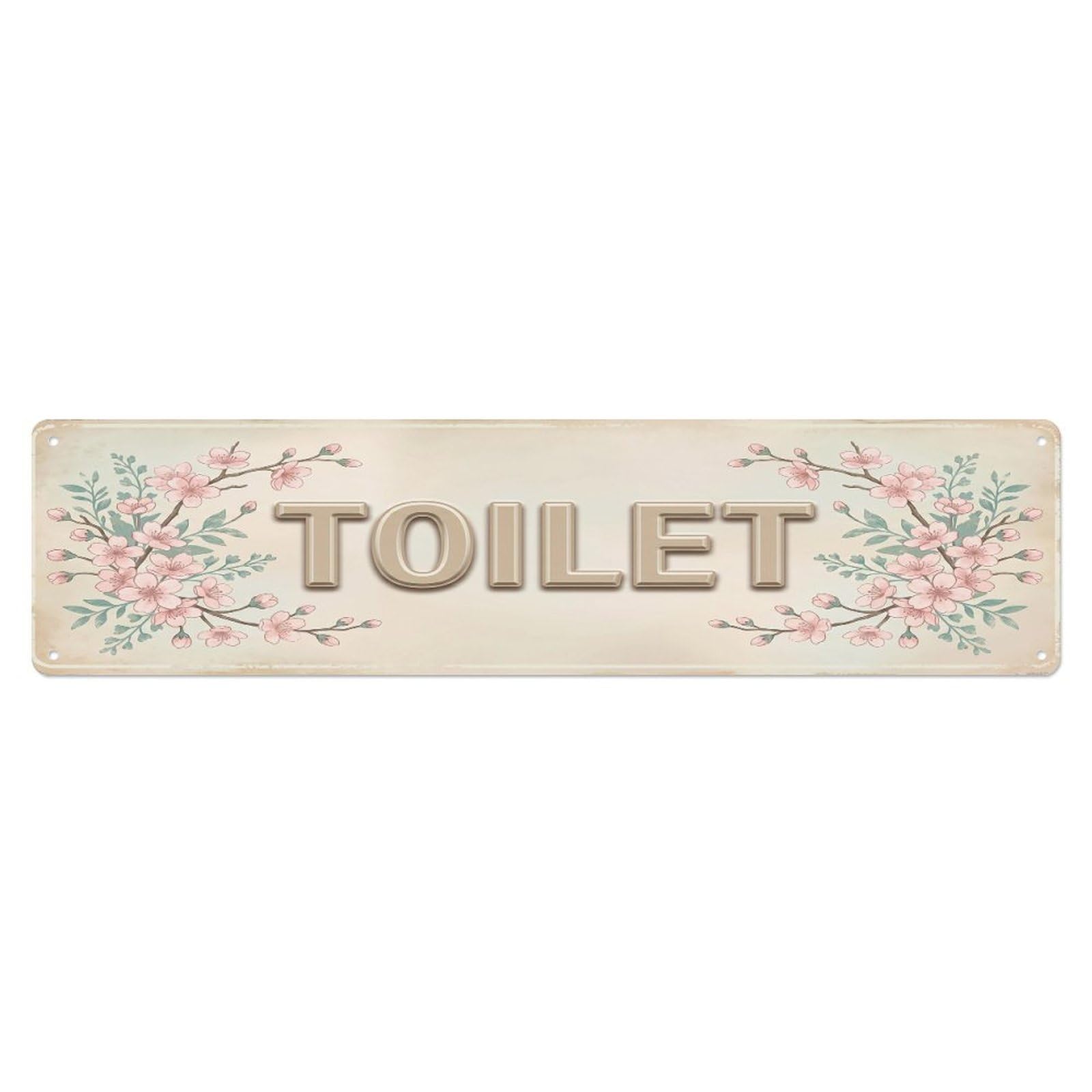 Cmhok Vintage Style Toilet Signage Cherry Blossom Vintage Metal Tin Sign Wall Decor For Cafe, Club, Garden Metal Poster 4X16inch