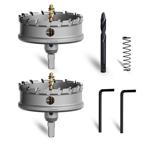 Miniatura 13 de Juego de brocas de sierra perforadora con punta de carburo de tungsteno premium con 2 brocas piloto chapadas en titanio - Cortador resistente