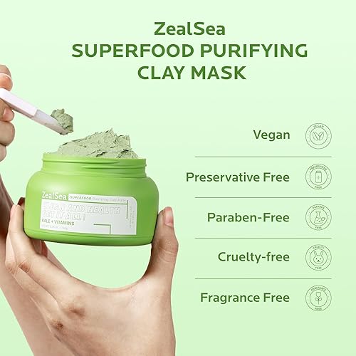 Miniatura 4 de ZealSea Superfood - Máscara facial de arcilla máscara de limpieza profunda para controlar el aceite y la eliminación de puntos negros, limpieza de
