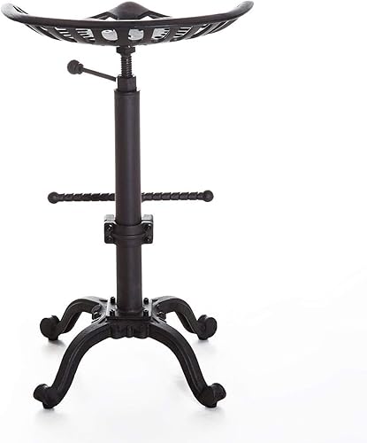 Miniatura 5 de LOKKHAN Taburete de bar de asiento de tractor, taburete de bar industrial rústico de hierro fundido, taburete giratorio de hierro fundido, altura