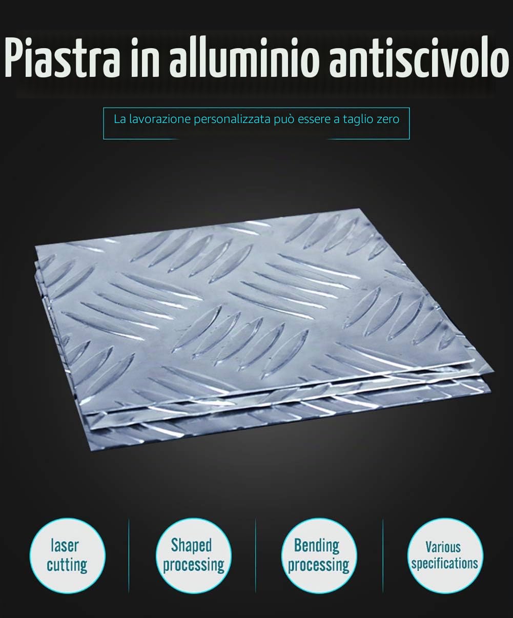 Lamiera Mandorlata in Alluminio Lega 5 Mm Di Spessore-300x300mm