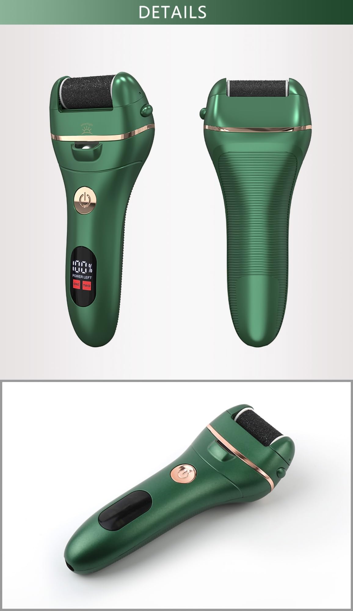 Quita Callos Eléctrico, Kit De Cuidado De Pies Portátil Recargable, Cuidado De Pies para Pieles Secas Y Muertas, Lima De Pies Eléctrica De Viaje para Hombres Y Mujeres (Color : Green)