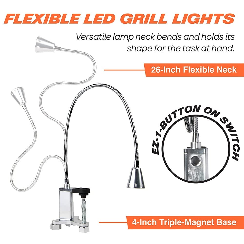 Magnética barbacoa LED luz ajustable 360 grados flexible cuello de cisne tornillo abrazadera para fiesta oficina al aire libre interior