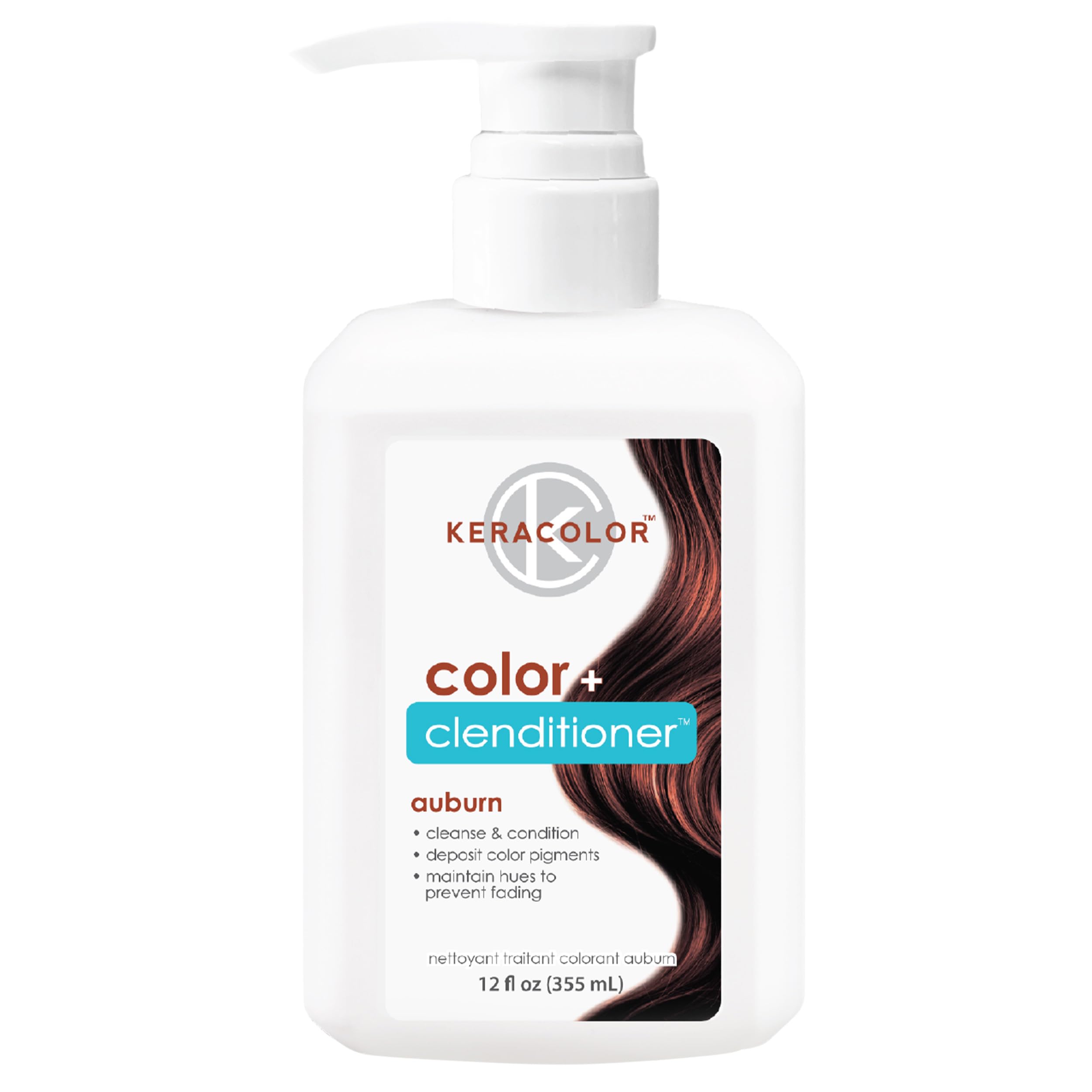 Keracolor Color + Clenditioner 3-in-1 Color-Depositing Conditioner, Gently Cleanses & Conditions, Semi-Permanent Hair Color, 23 Shades, 12 Fl Oz