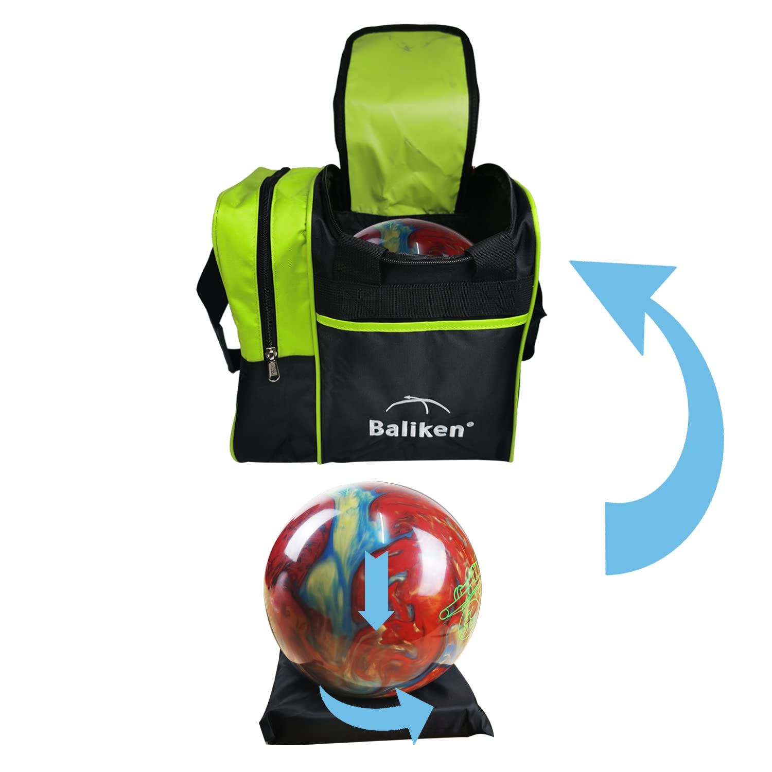 BALIKEN Sac de bowling simple avec support rembourré pour ballon, le sac de bowling peut contenir 1 boule de bowling et une paire de chaussures pour homme en taille 13