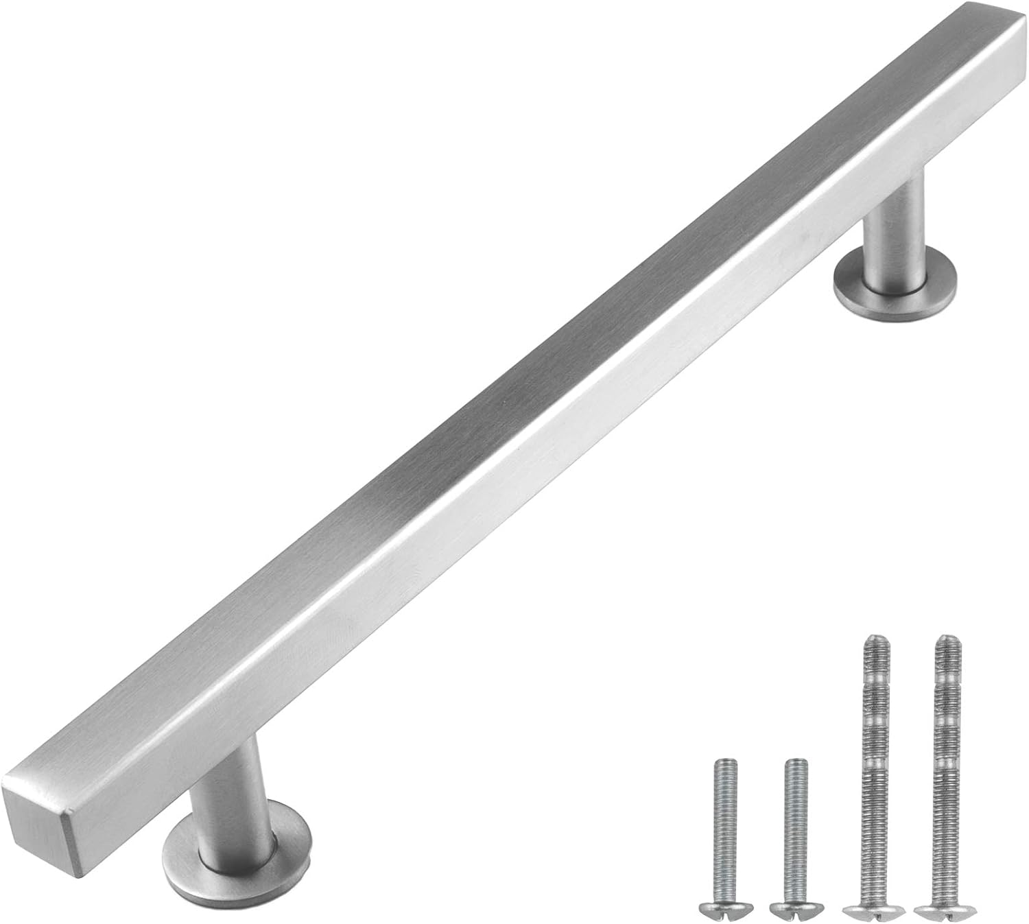 18-Series Brushed Nickel T Bar Handle Pull — 6-1/4 (160mm) Hole Centers, 8-3/4 Overall Length — 5 Pack Modern Kitchen Cabinet Door Drawer Hardware/Dresser