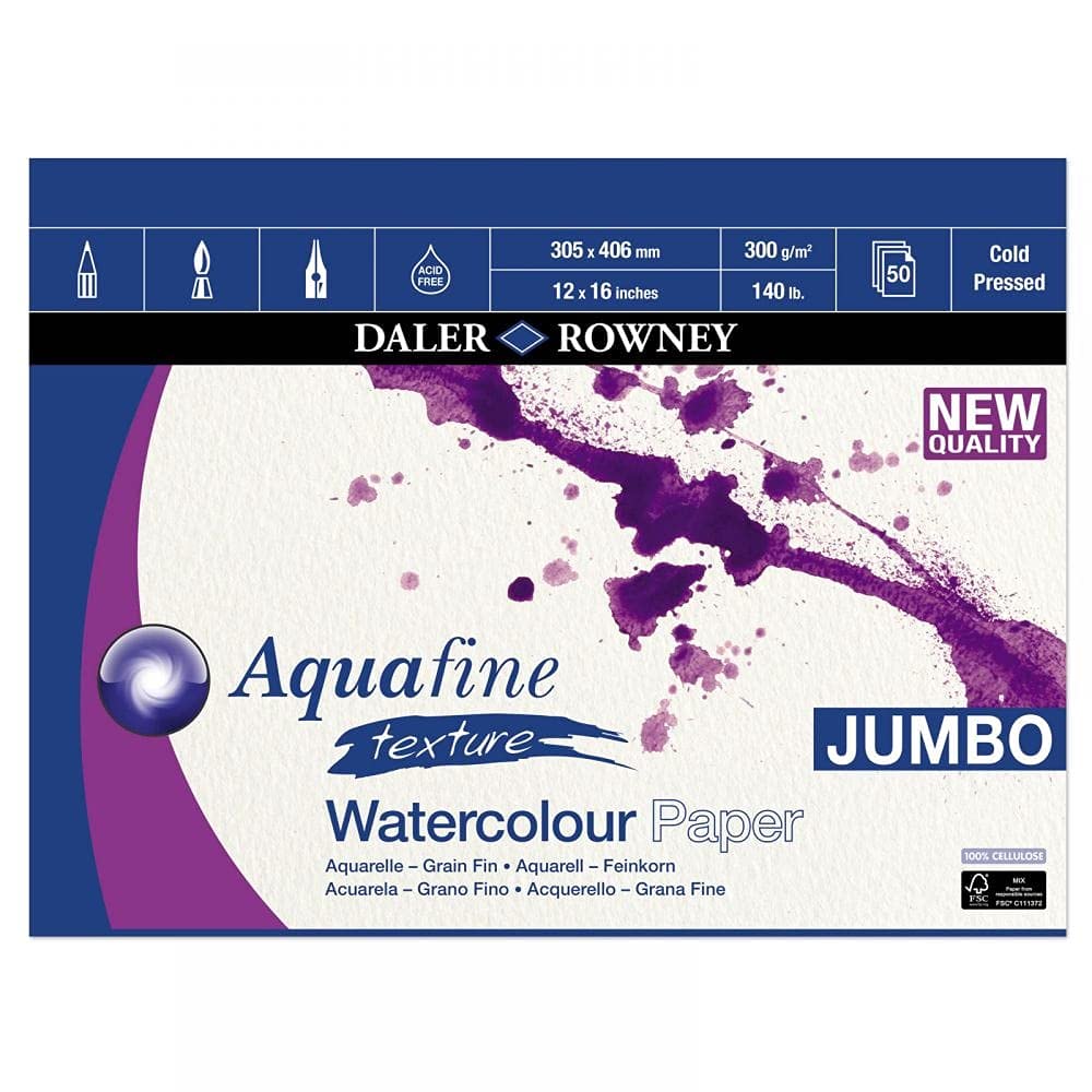 Daler Rowney Aquafine Watercolour Texture Jumbo Pad 16x12"" 300gsm