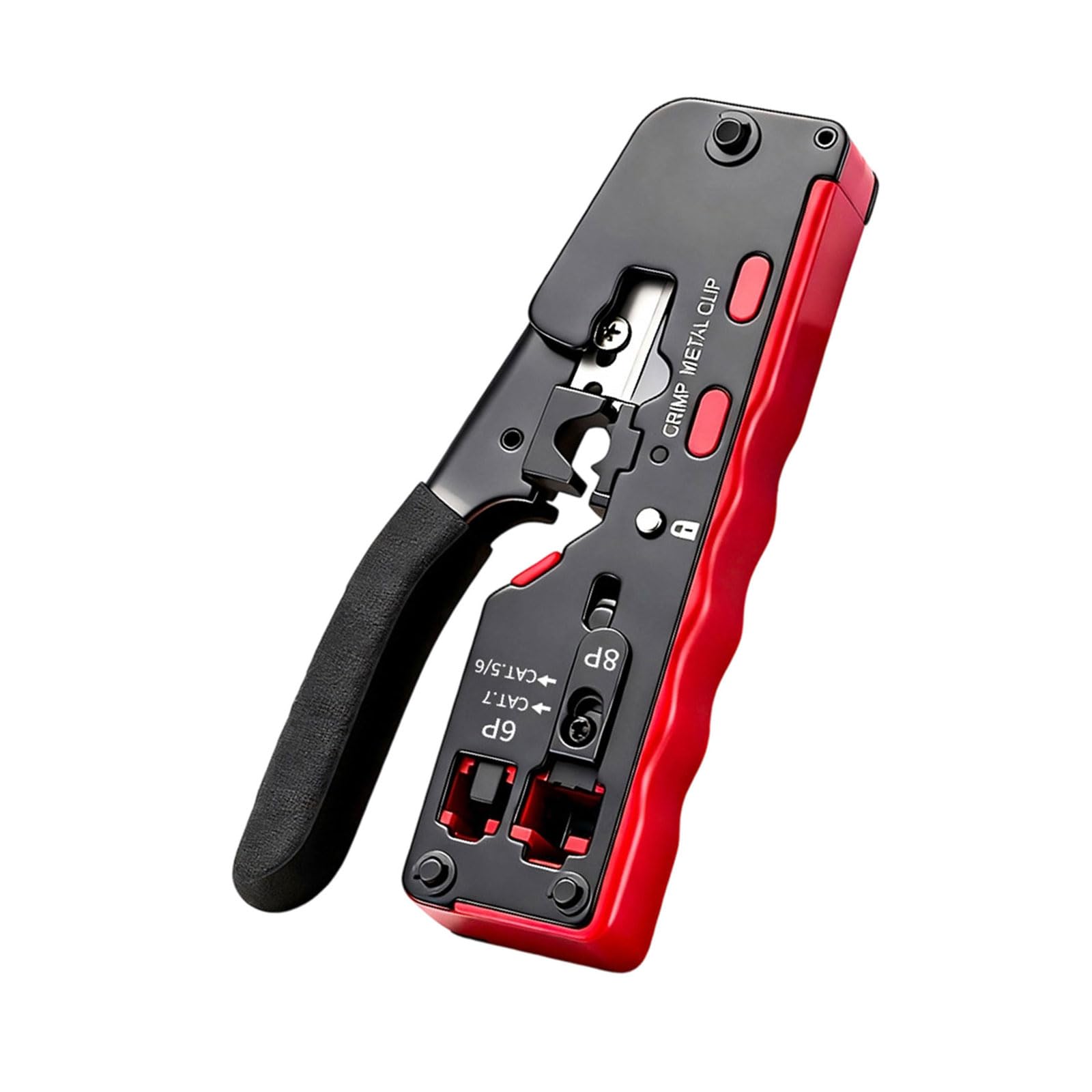 Piceioep Black Red Rj45 Crimp Tool, Ethernet Crimping Tool Crimper Ethernet Crimper For Cat5 Cat6 Cables With Ergonomic Handle
