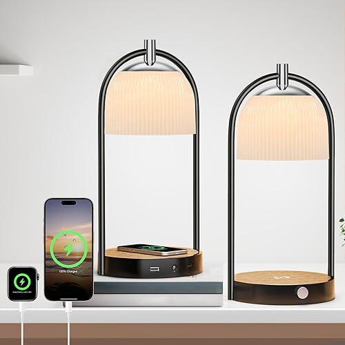 Koopala 15W Wireless Charging Bedside LED Table Lamps Set of