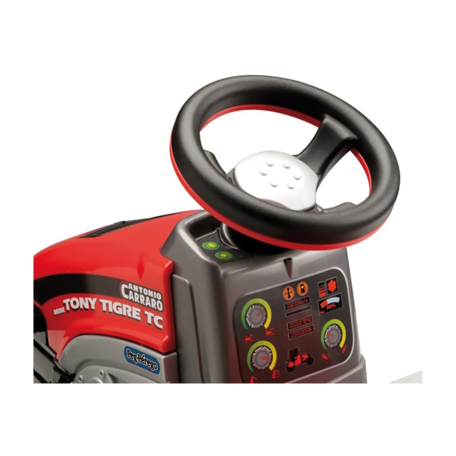 Peg Perego Mini Tony Tigre - Trattore a Pedali per Bambini dai 2 Anni con Rimorchio Rimovibile e Sedile Regolabile, Design Firmato Antonio Carraro
