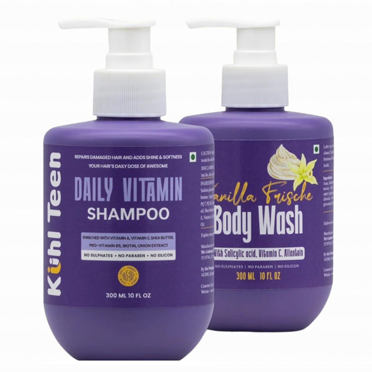 Kuhl Teen Daily Vitamin Shampoo + Vanilla Frische Body Wash | For Dry Hair & Sensitive Skin | Sulphate-Free| Hair & Body Care | 2 x 300ml-picture-11