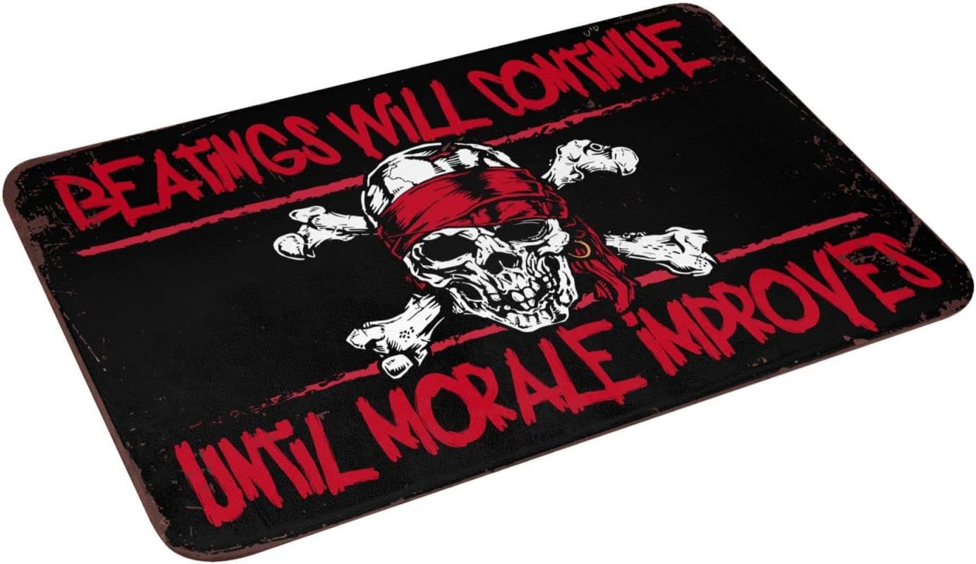 Men Cave Decor Beatings Will Continue Until Morale Improves Doormat Door Mats for Inside Entry Winter Doormat Outdoor (Size : 65X90CM)