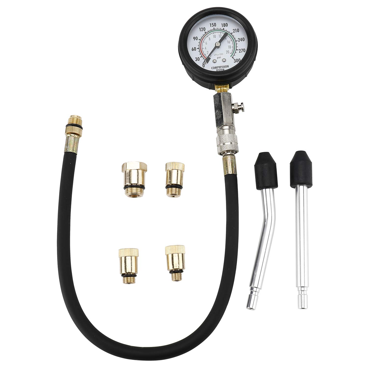 FreeTec Tester sprężania do samochodu, miernik ciśnienia 0-20 bar lub 0-300 psi
