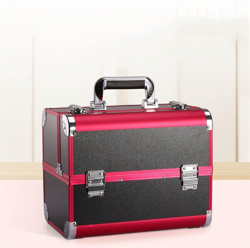 Ladies Cosmetic Case Travel Tote Bag Beauty Nail Suitcase Cosmetic Storage Box Large Capacity Embroidery Tool Box(E)