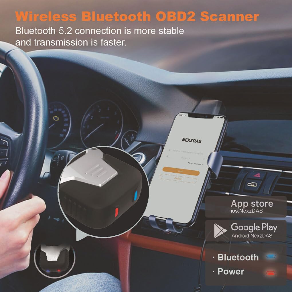 VUIUYOIES Strumento diagnostico Completo del per Sistema OBDII per diagnosi Rapida Lettore di Codici Bluetooth Rilevatore di guasti per Auto elettriche