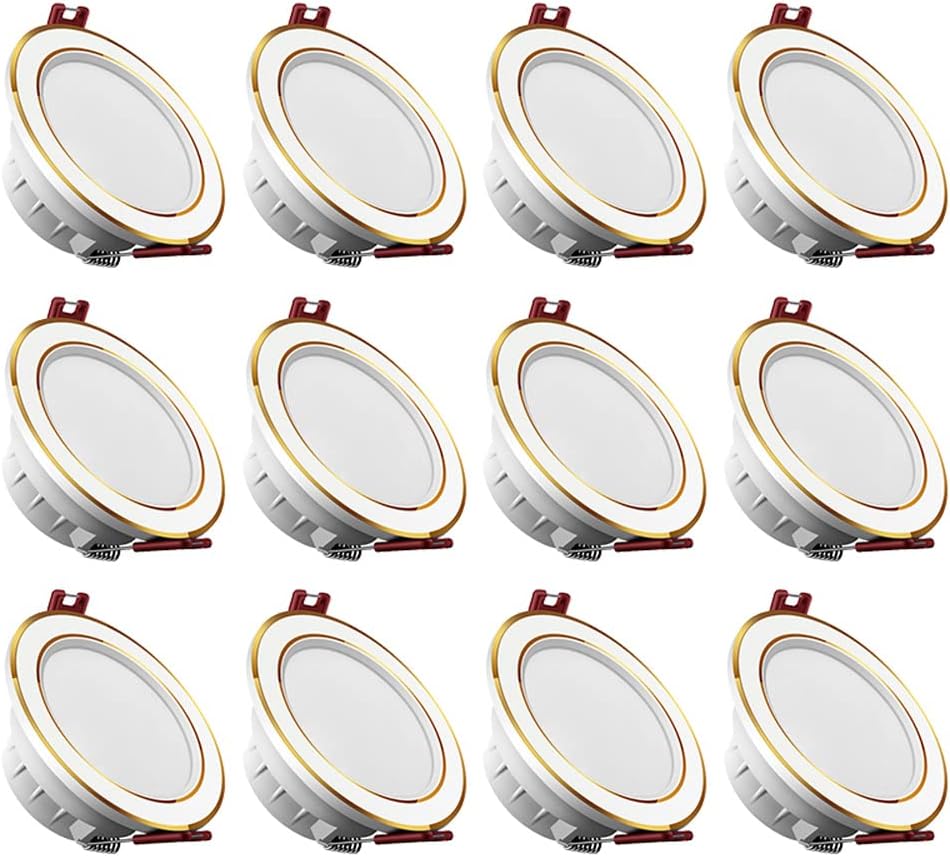 2.5in 3in LED Can Lights Downlight, 1/5/12 Pack Retrofit Recessed Lighting Fixture for Hall Balcony Lights 5W Round Panel Light Canless Light