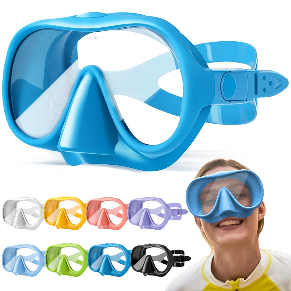 HINATAA Snorkel Set Adults, Fashionable Macaron Colors Frameless Snorkeling Mask, Ultra Wide View Anti-Fog Snorkel Mask Set
