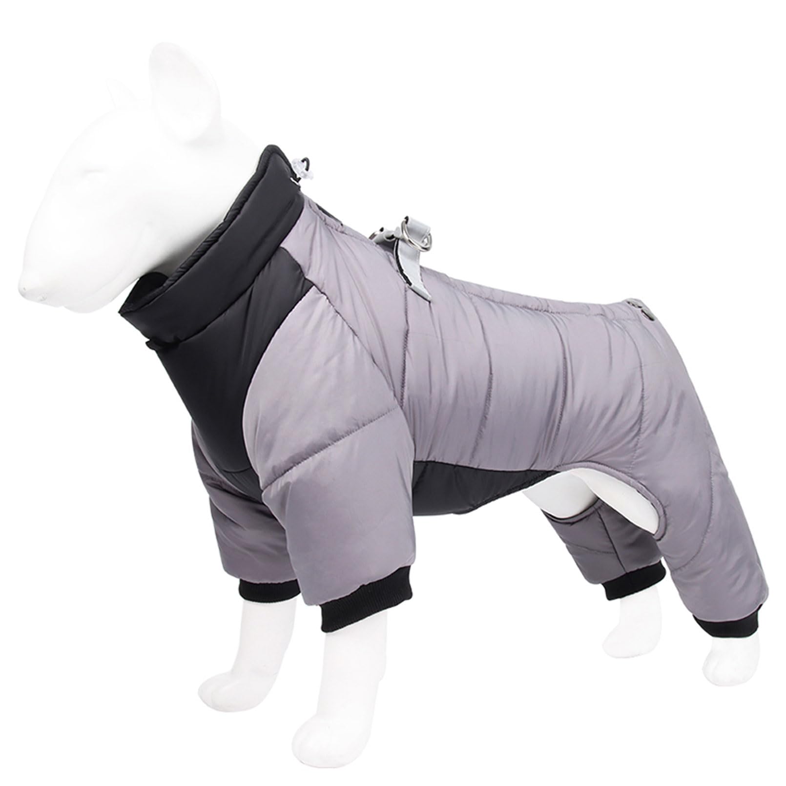 APMOE Dog Coats Waterproof with Legs and Harness Hole for Small Medium Large Dogs, Cold Weather Reflective Dog Jacket Vest for Puppy, Bichon Pomeranian Corgi Bulldog (Small, Grey)